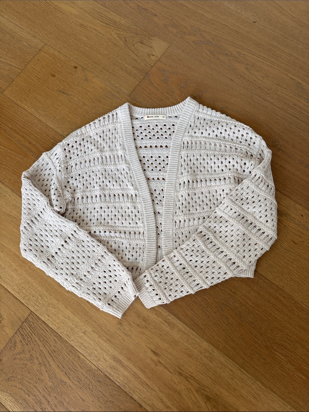 Marine Layer Open-Knit Cream Cropped Cardigan
